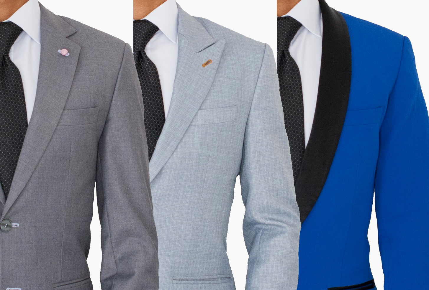 Different lapel types: notch lapel vs. peak lapel vs. shawl lapel