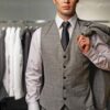 Grey suit with a grey vest