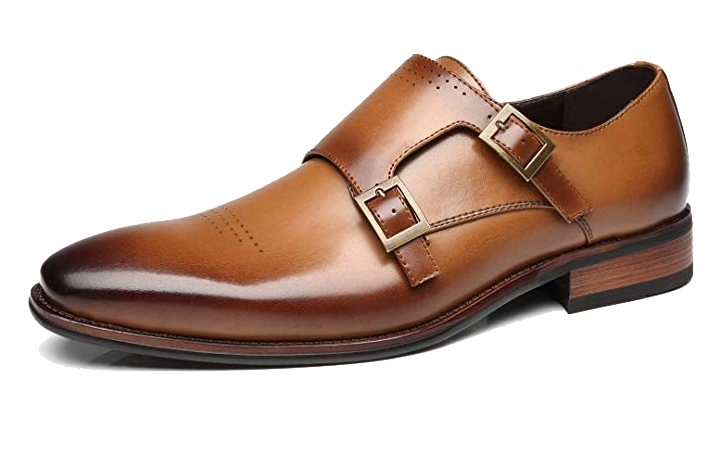 Brown double monk strap shoes by Faranzi