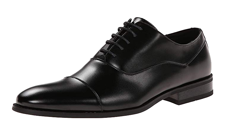 Black cap-toe Oxfords by Kenneth Cole