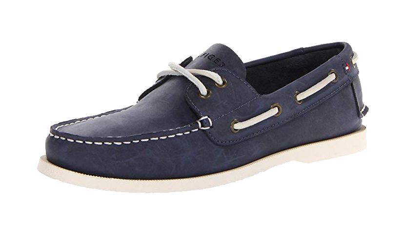 Navy leather boat shoes by Tommy Hilfiger