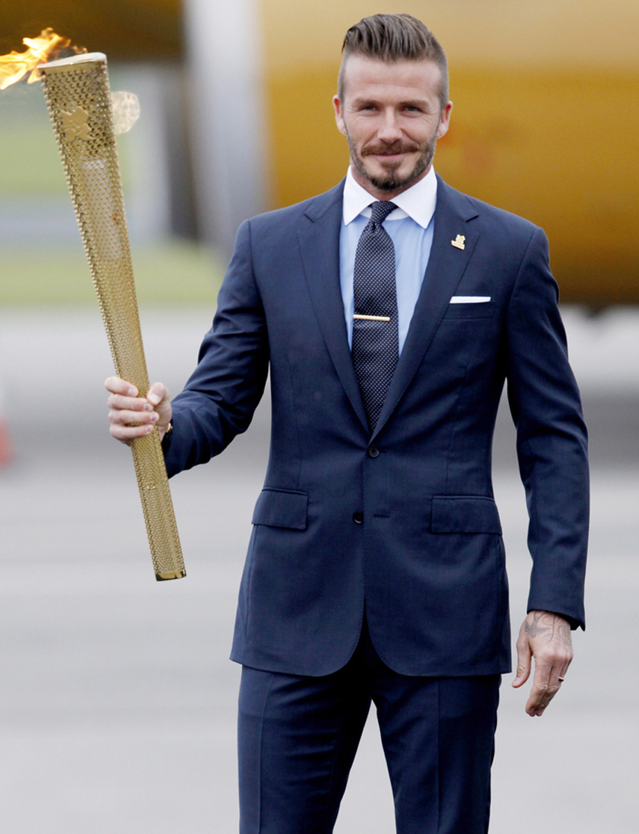 David Beckham wearing a navy suit