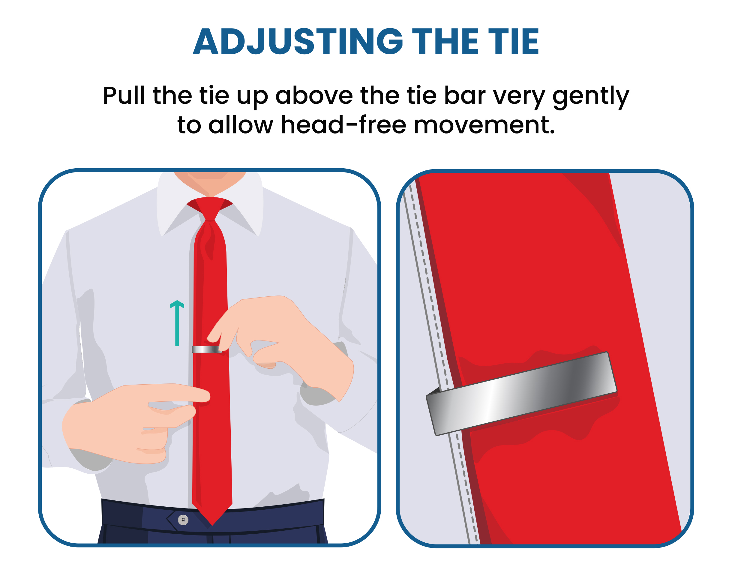 adjusting the tie with the tie clip