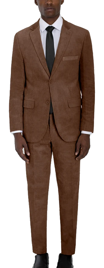 Classic-fit corduroy brown suit by Alain Dupetit