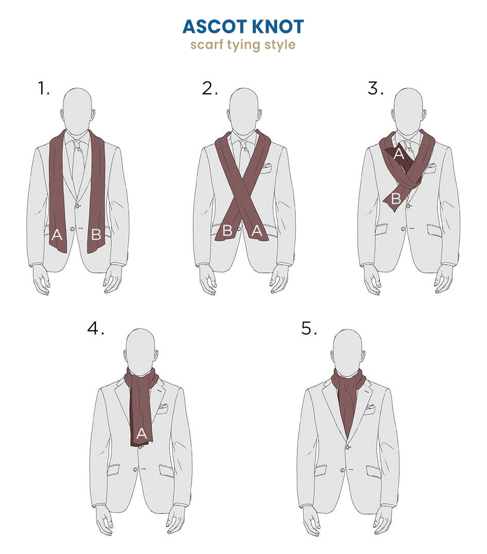 Ascot knot: scarf tying style