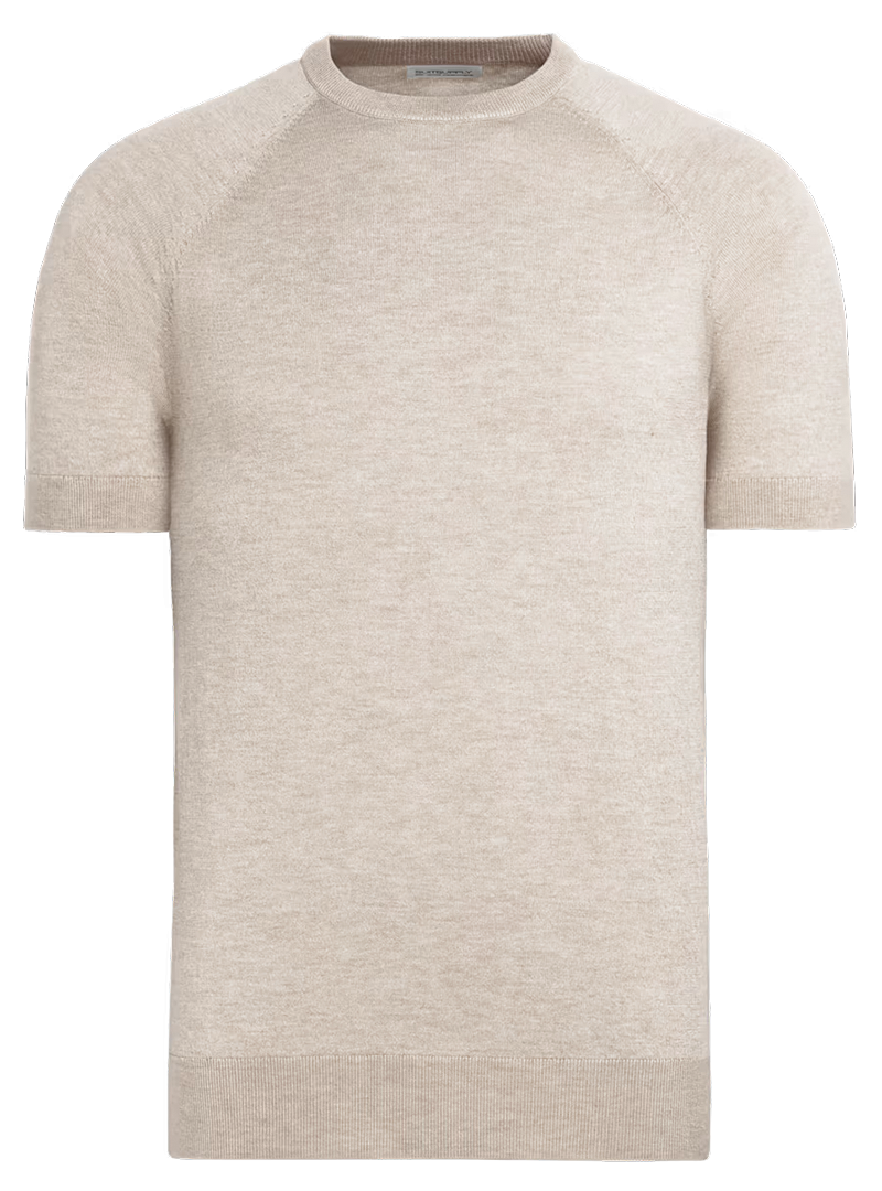 beige crew-neck T-shirt