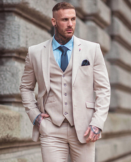 Beige Suit Color Combinations With Shirt And Tie - Suits Expert