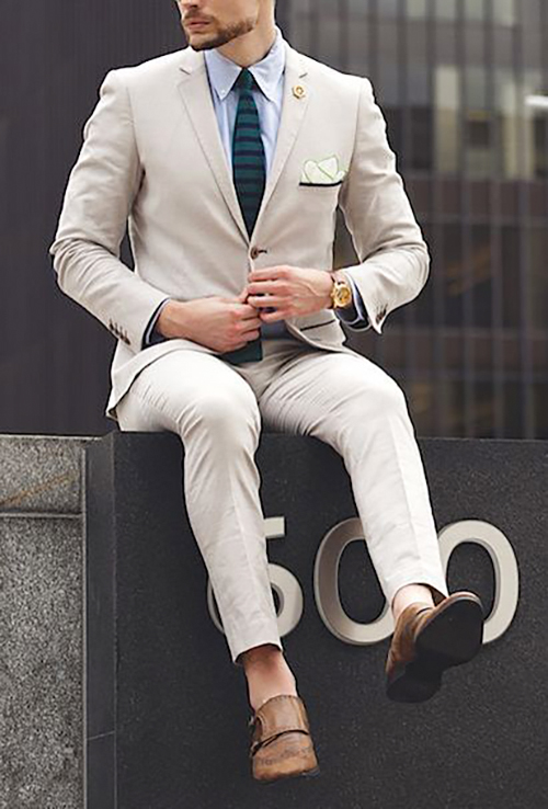 Beige Suit Color Combinations with. tan suit with black shoes. 