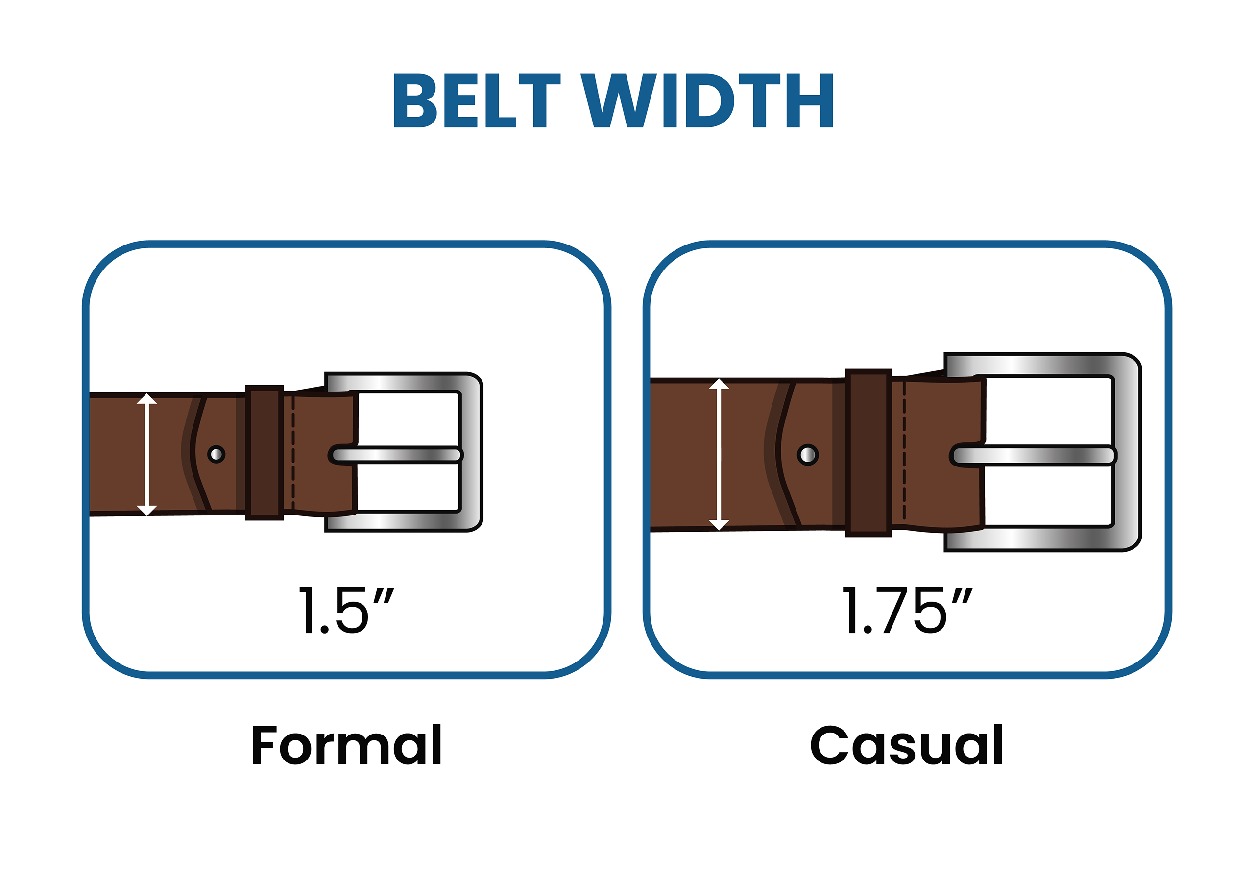 different belt widths: formal vs. casual