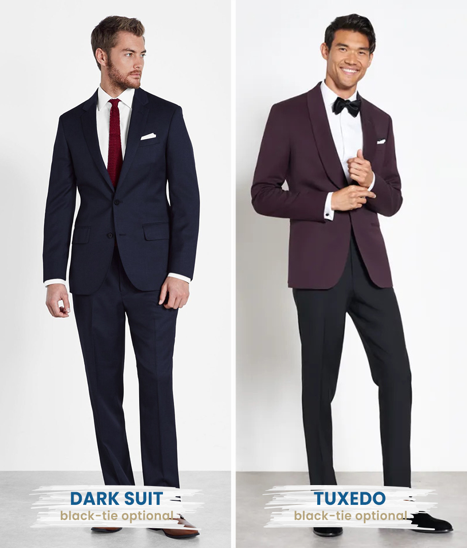 suit vs. tuxedo as black-tie optional attire