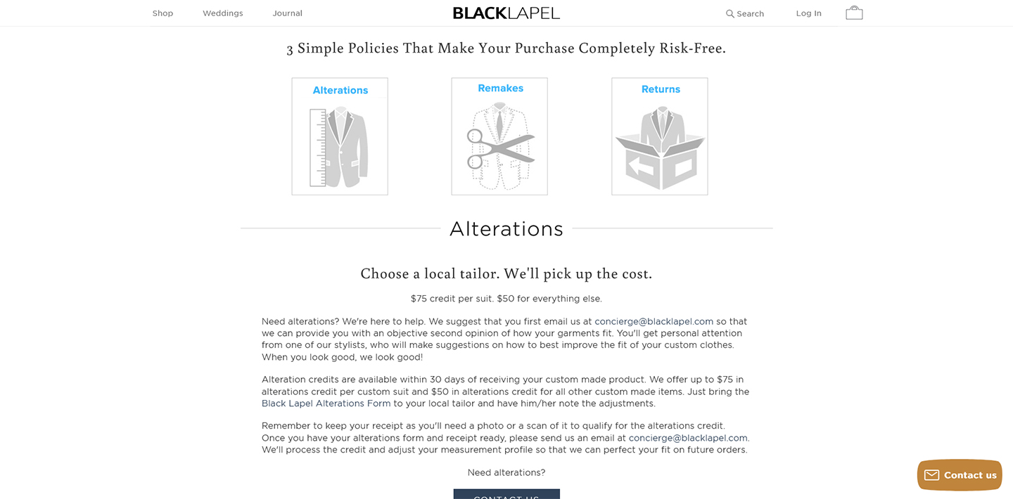 Black Lapel return policy