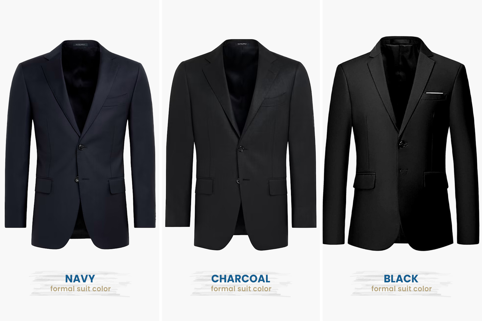 black-tie optional suit color choices: navy vs. charcoal vs. black