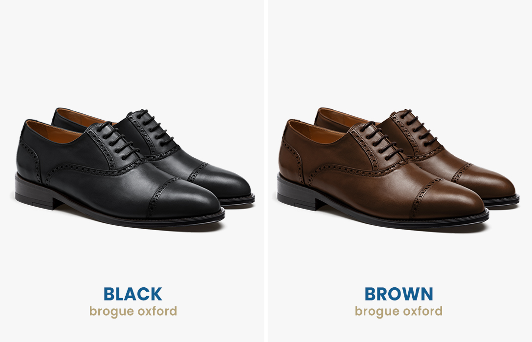 black vs. brown oxford brogue