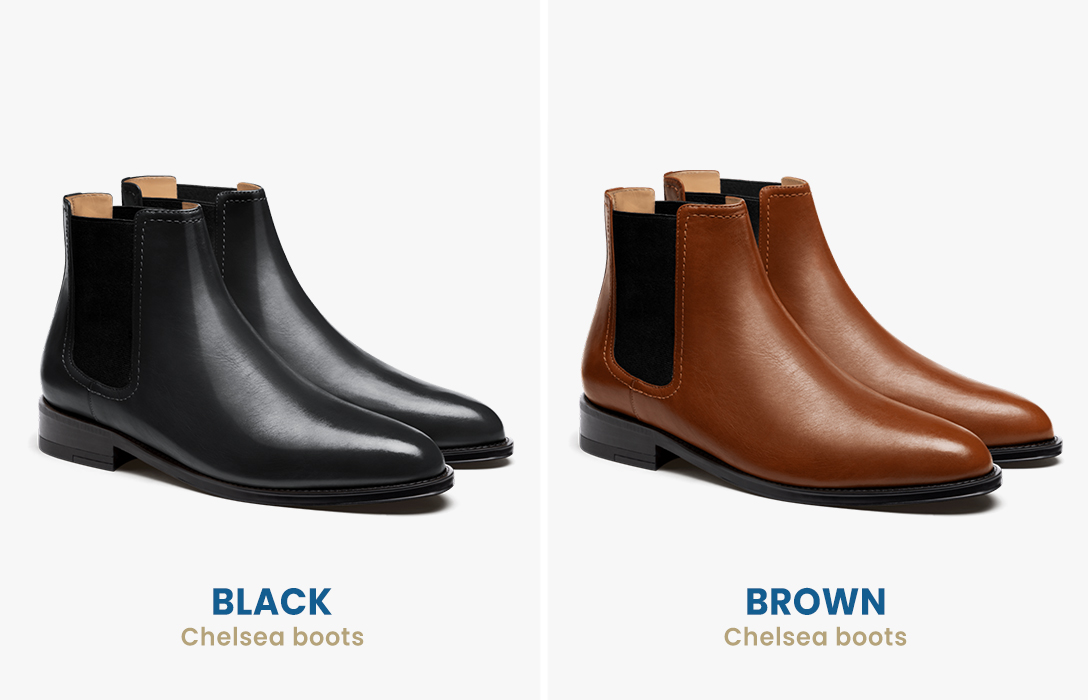 black vs. brown Chelsea boots