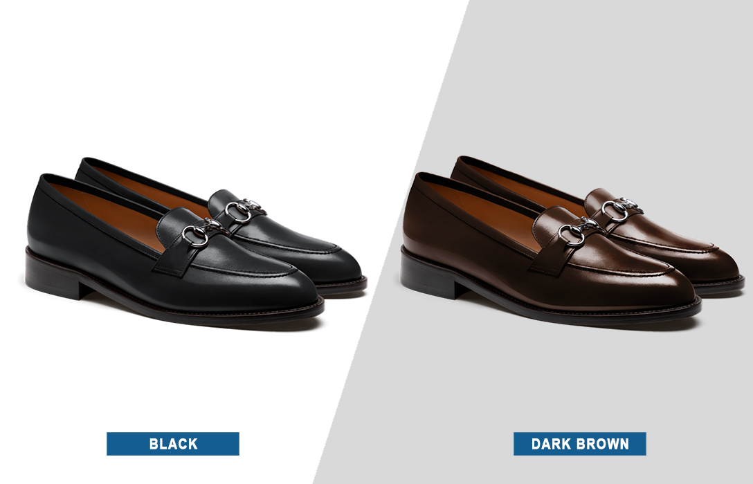 black vs. dark brown loafers differences
