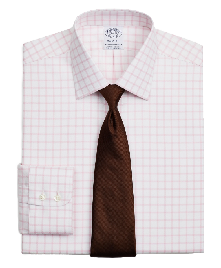 Regent regular-fit checkered pink dress shirt by Brooks Brothers