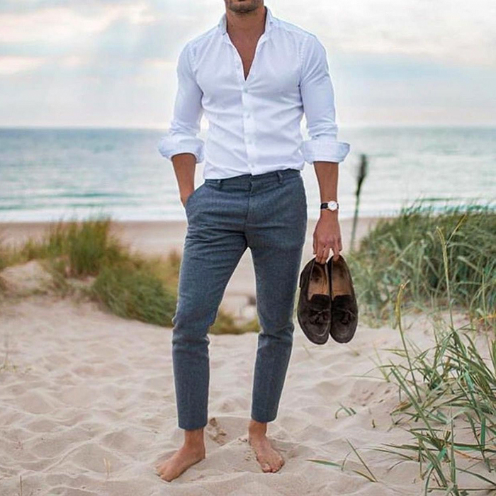 brown tassel loafers are perfect for summer beach wedding