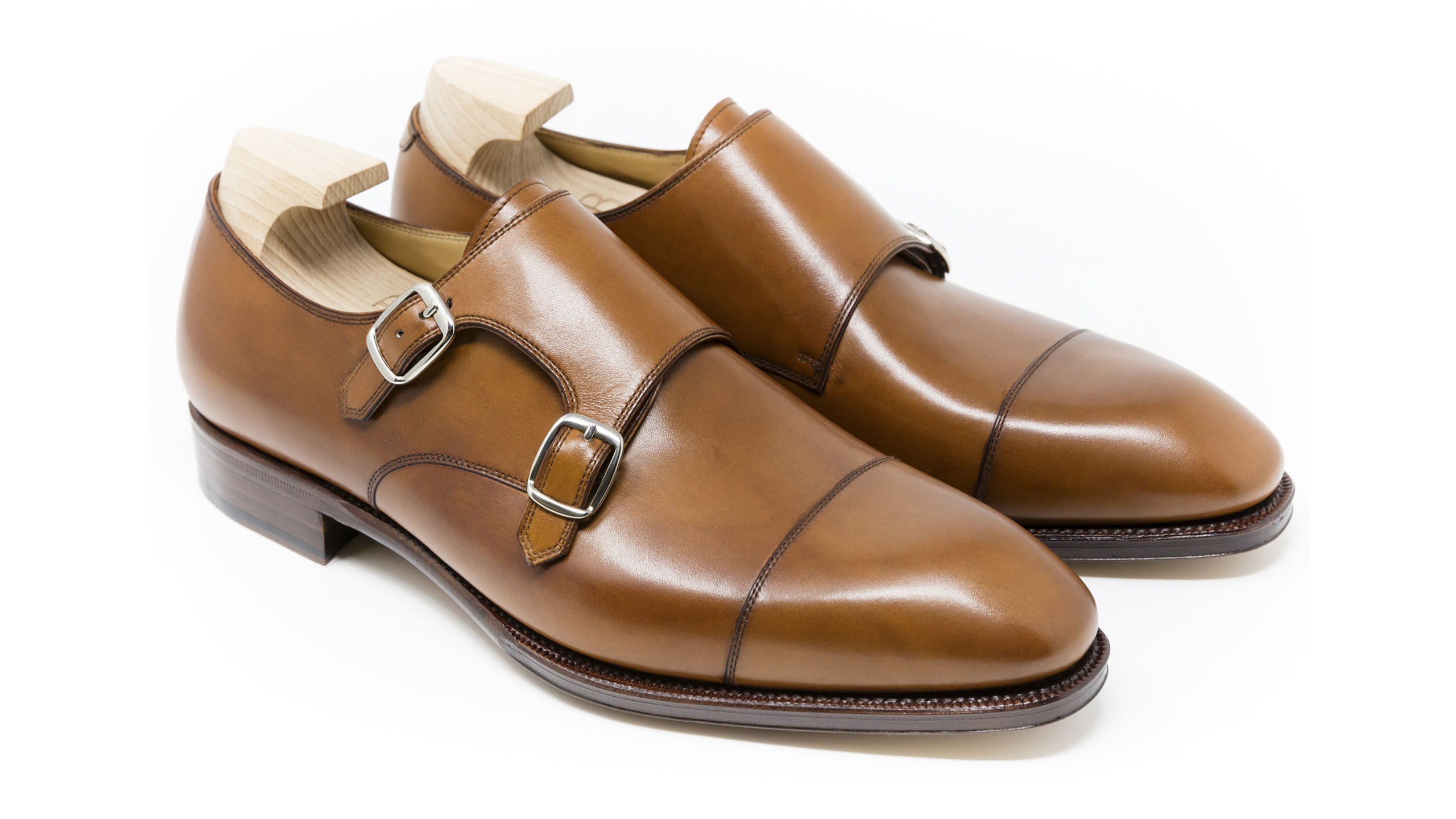 brown monk strap dress shoes sample