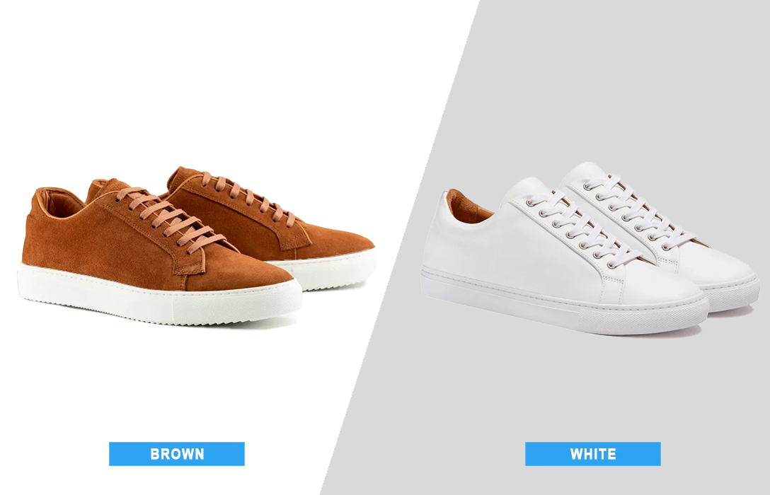 brown vs. white sneakers for men