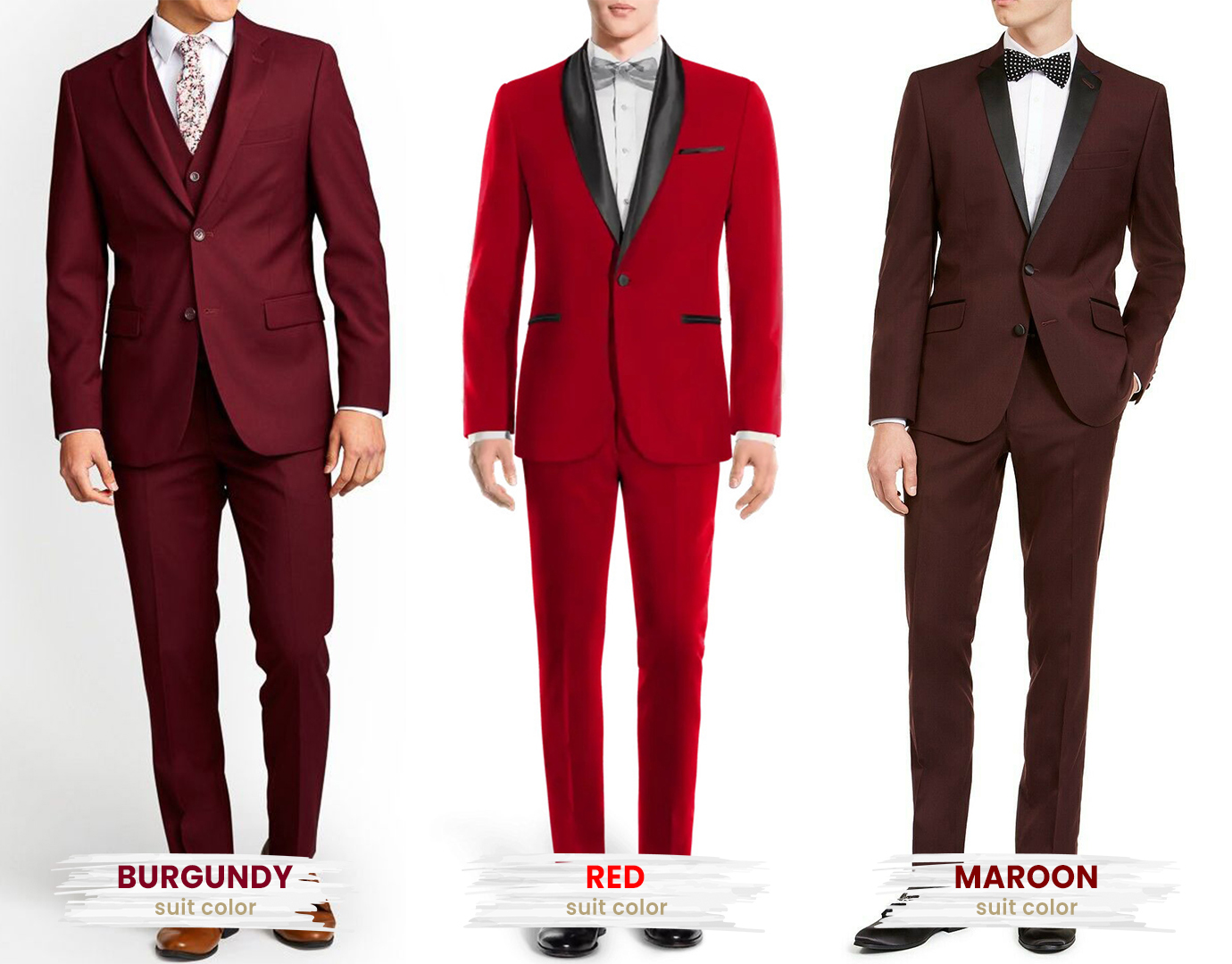 burgundy vs. red vs. maroon suit