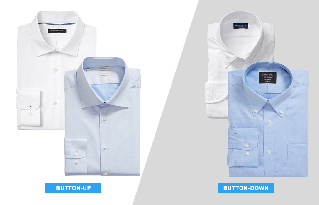 button up dress shirt vs. button down dress shirt