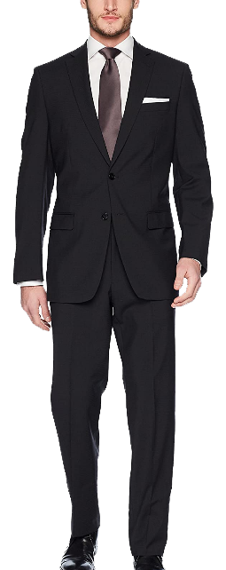 Classic fit black suit made of wool by Calvin Klein