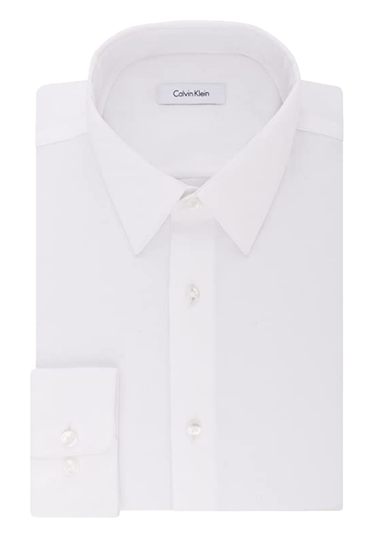 regular-fit white dress shirt by Calvin Klein
