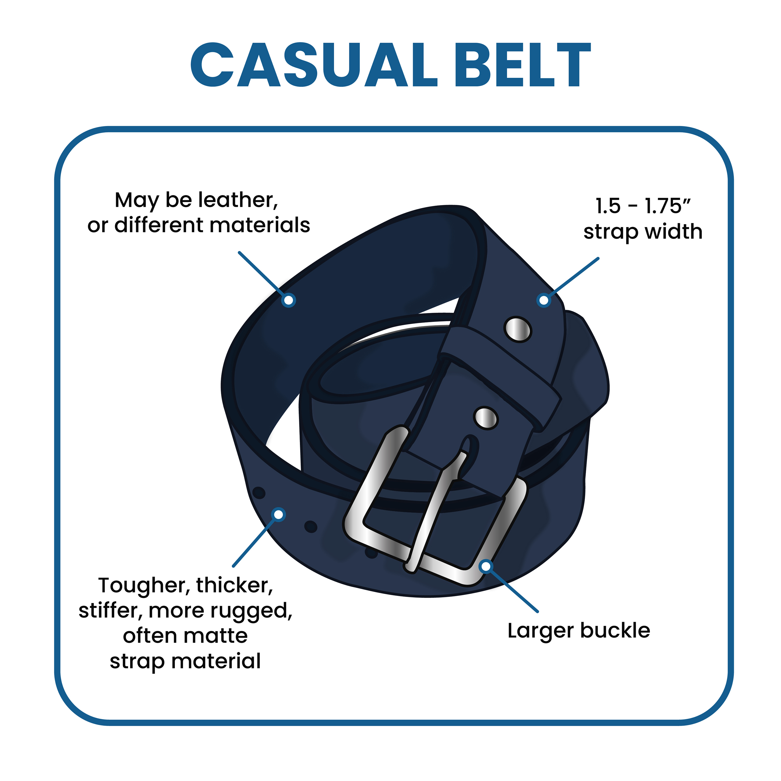 casual belt features