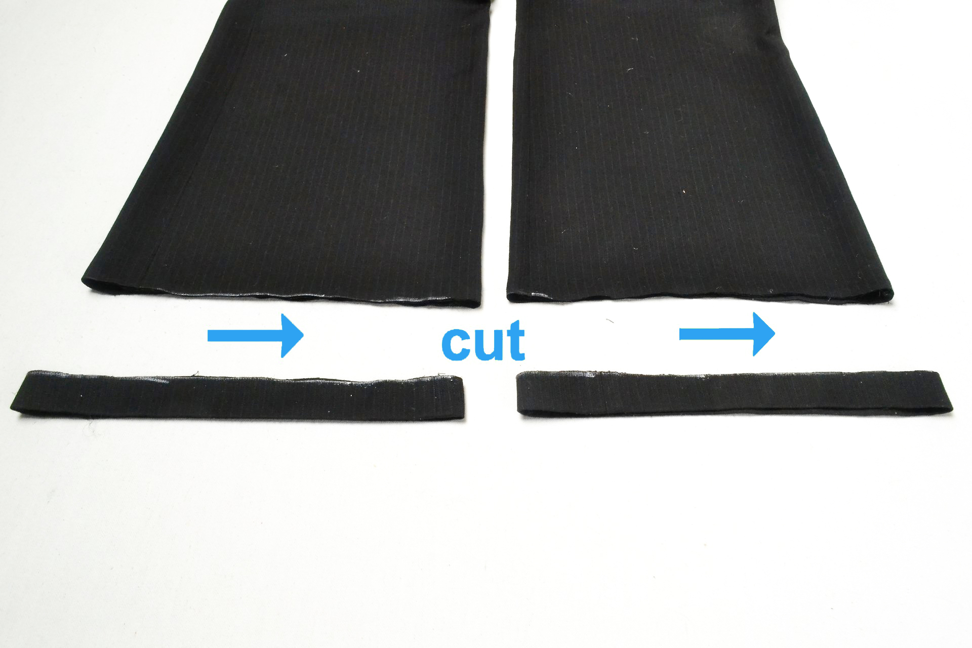 cut off excess suit pants fabric
