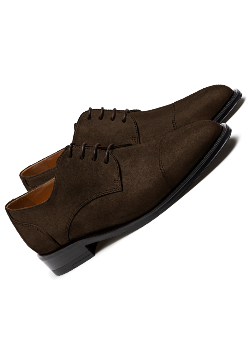 dark brown suede derby shoes