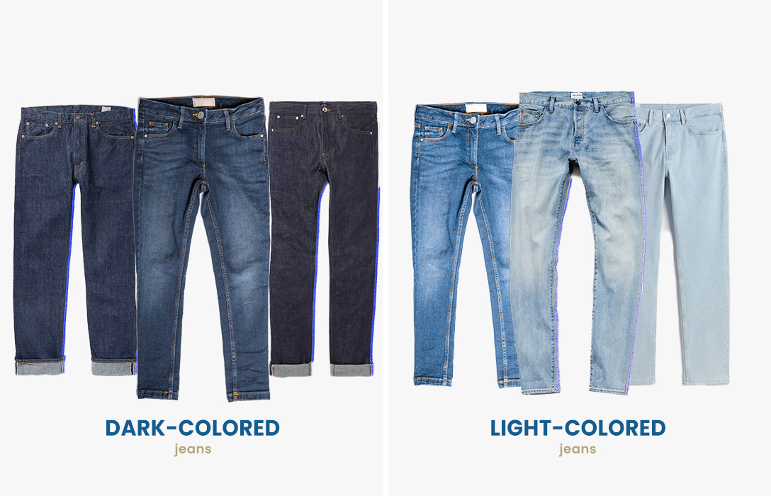 dark-colored jeans vs. light-colored jeans