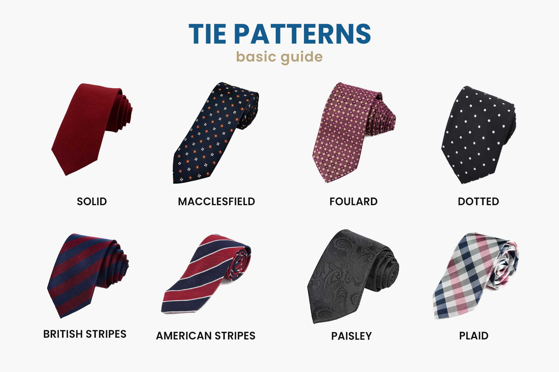 different basic tie patterns