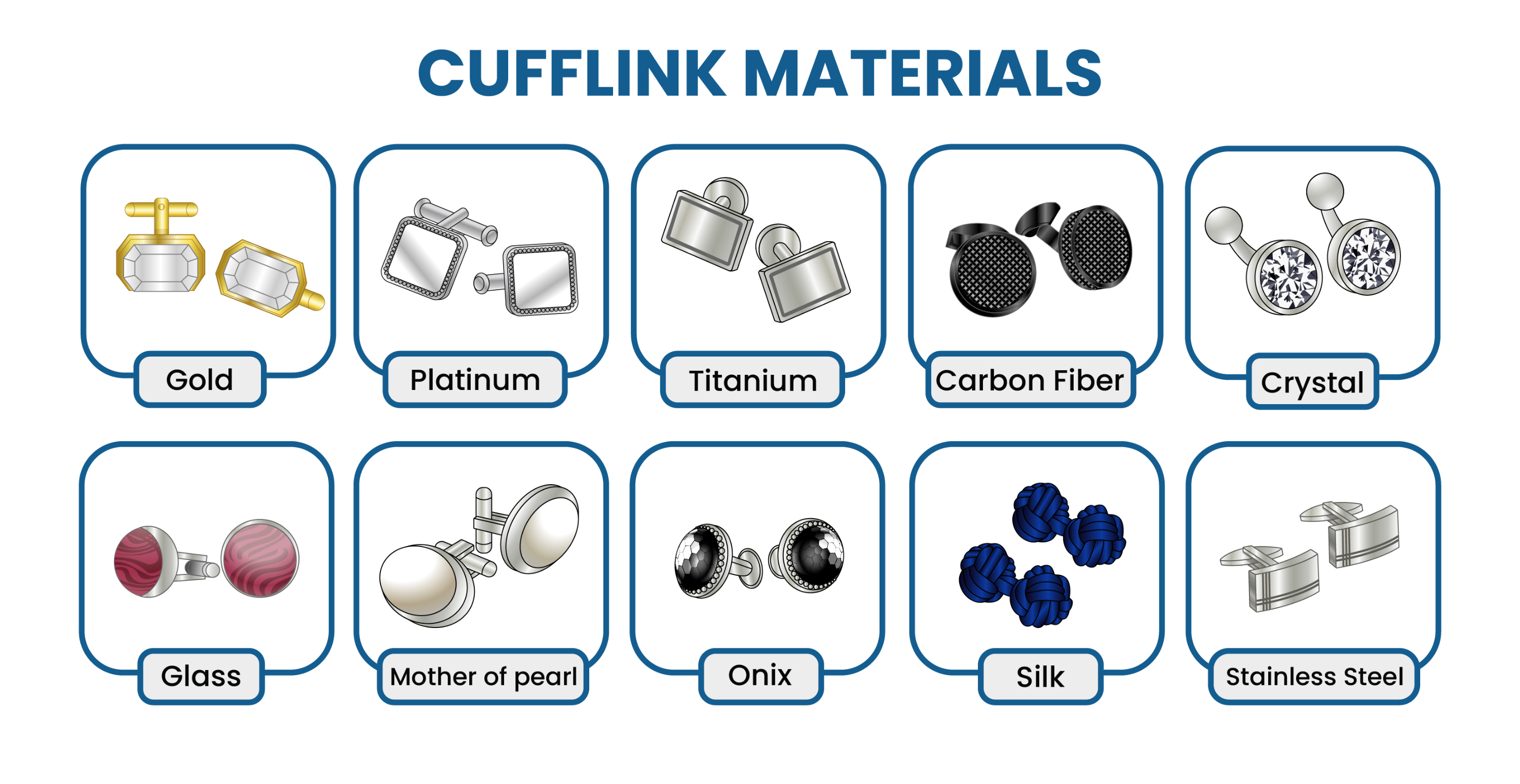different cufflink materials