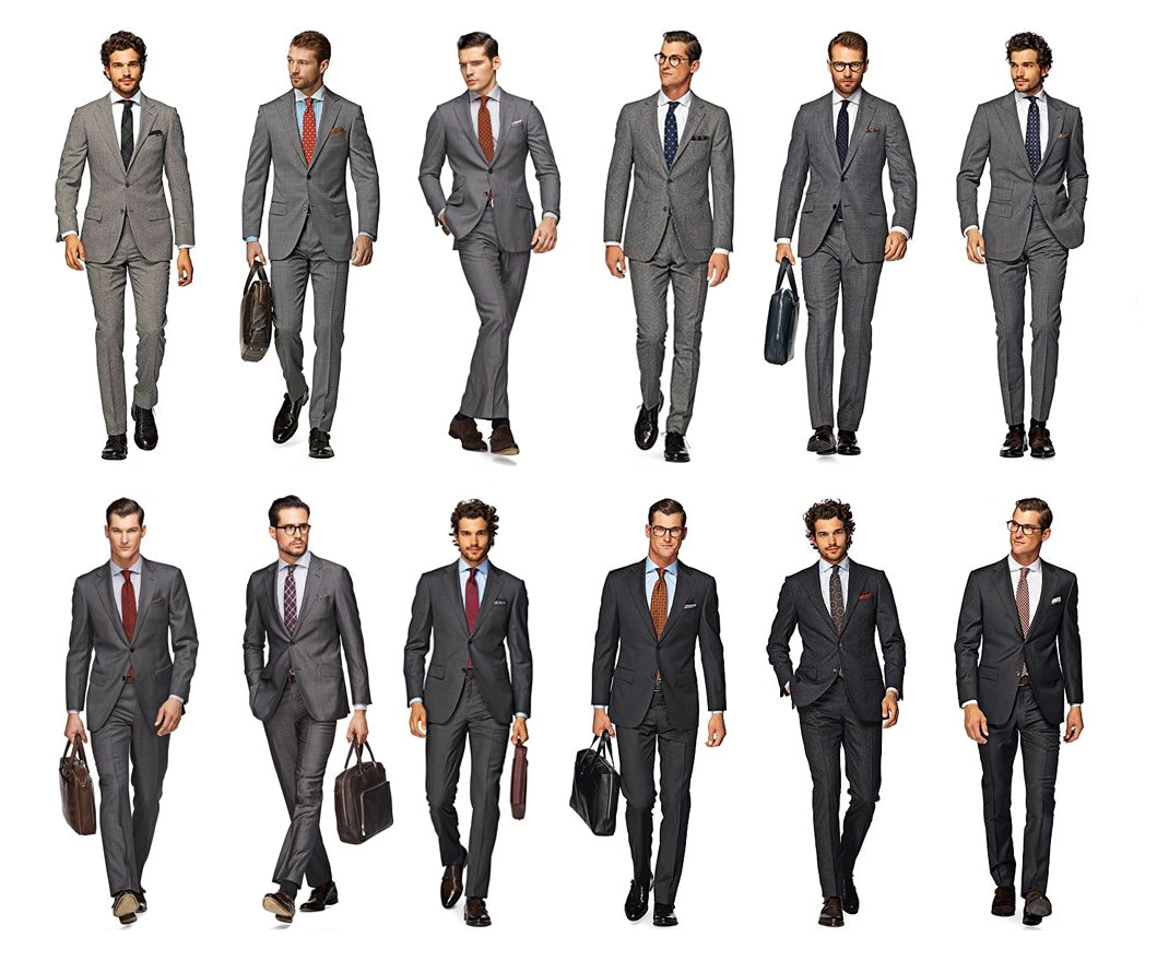 different shades of gray suits