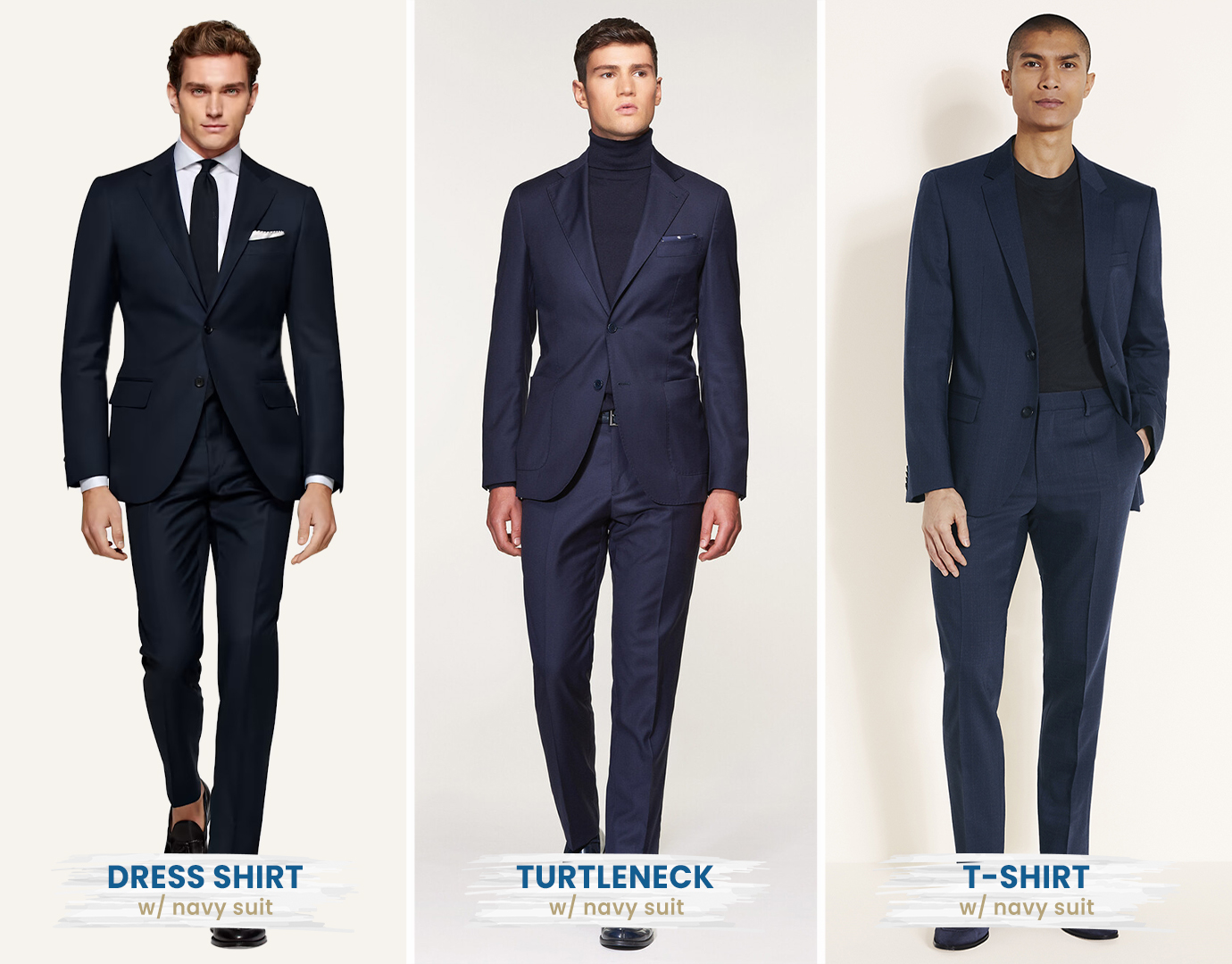 different ways to wear a navy suit