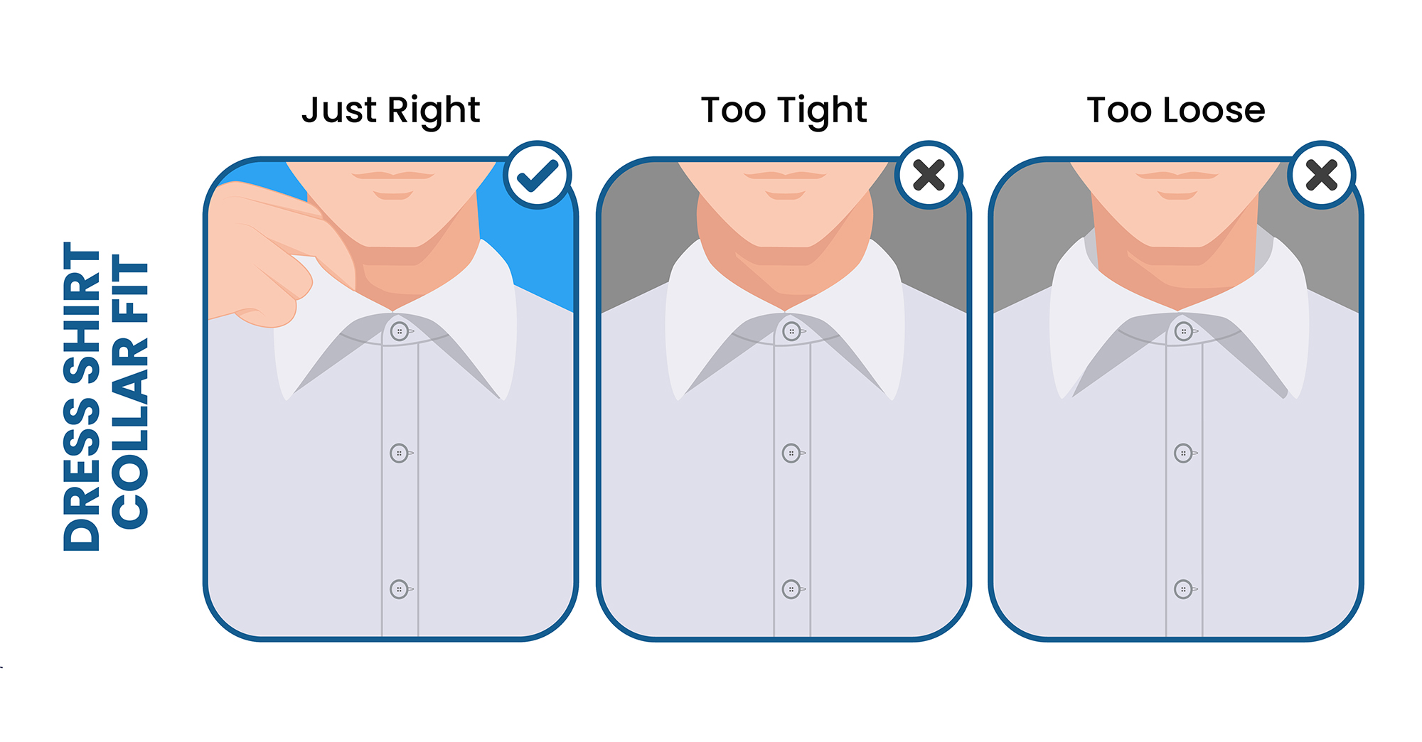 dress shirt collar fit: too tight vs. too loose