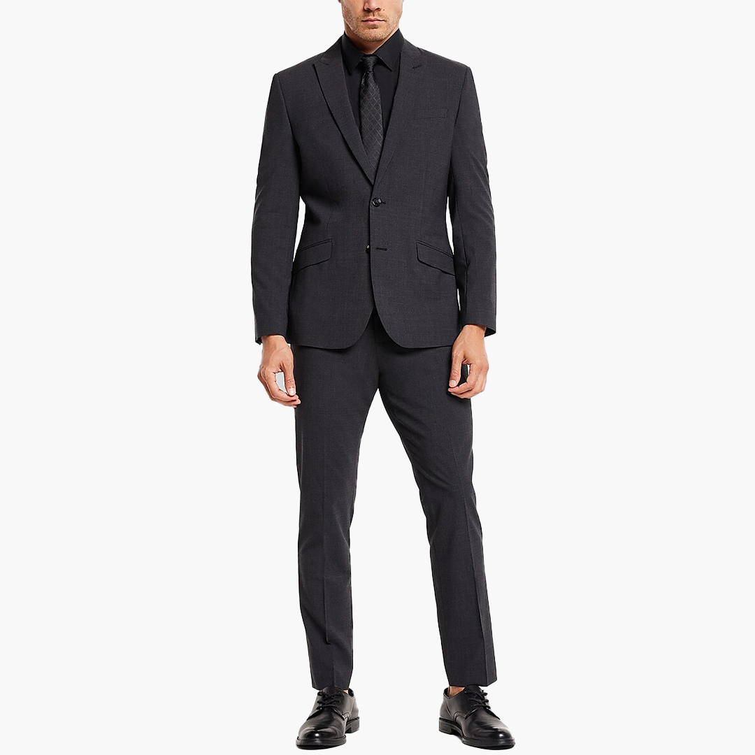 Wool blend slim-fit charcoal suit from Express