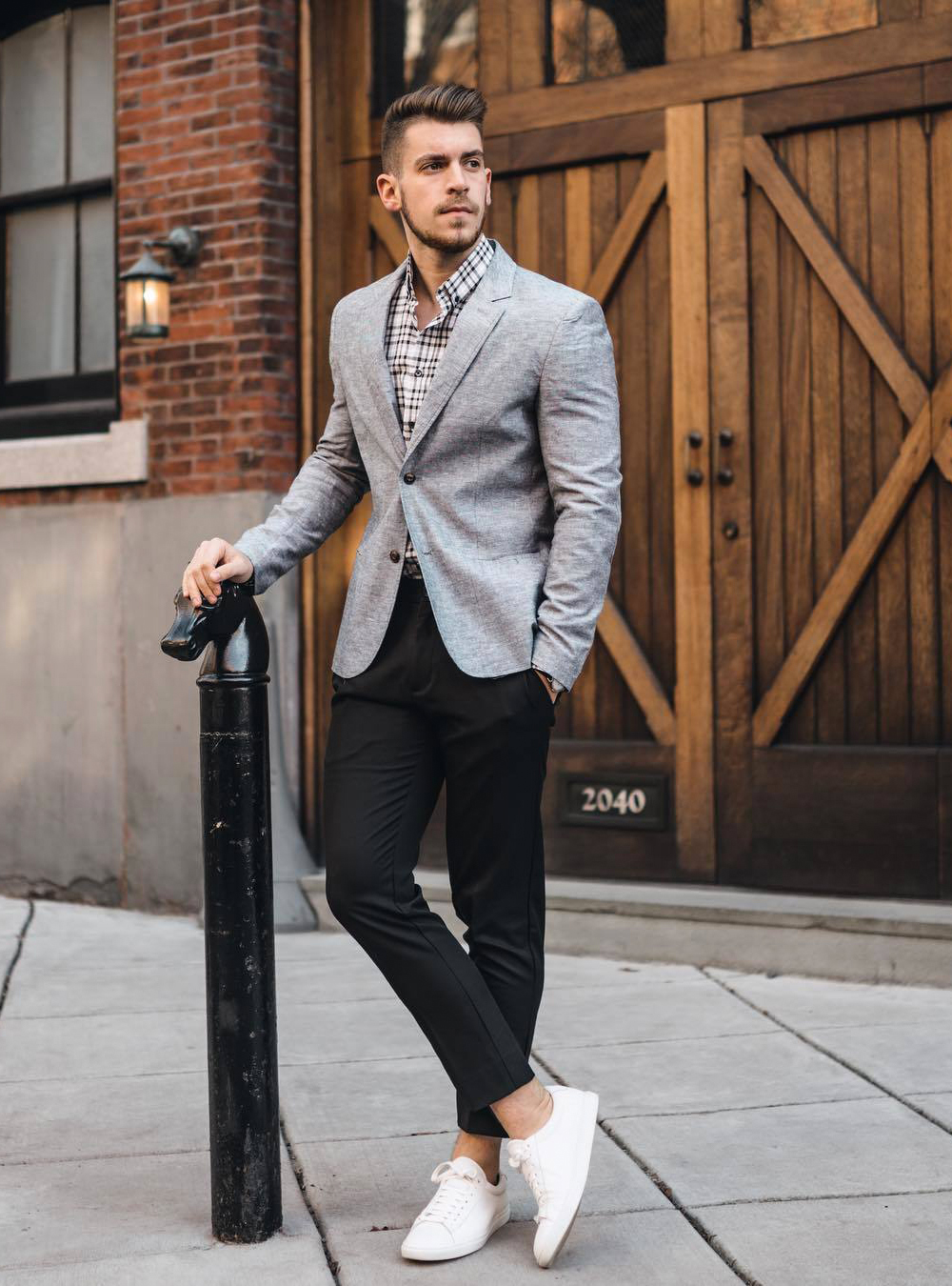 Grey Jacket  Black Pants A Classic Combination  FashionFests