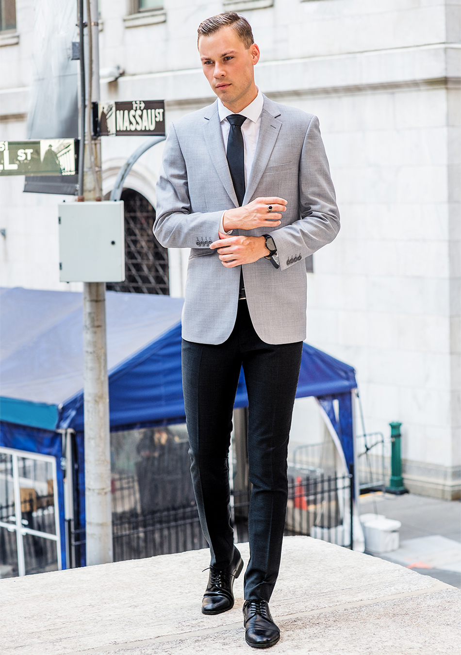 10 Sleek Grey Blazer & Black Pants Outfits for Men - Suits Expert