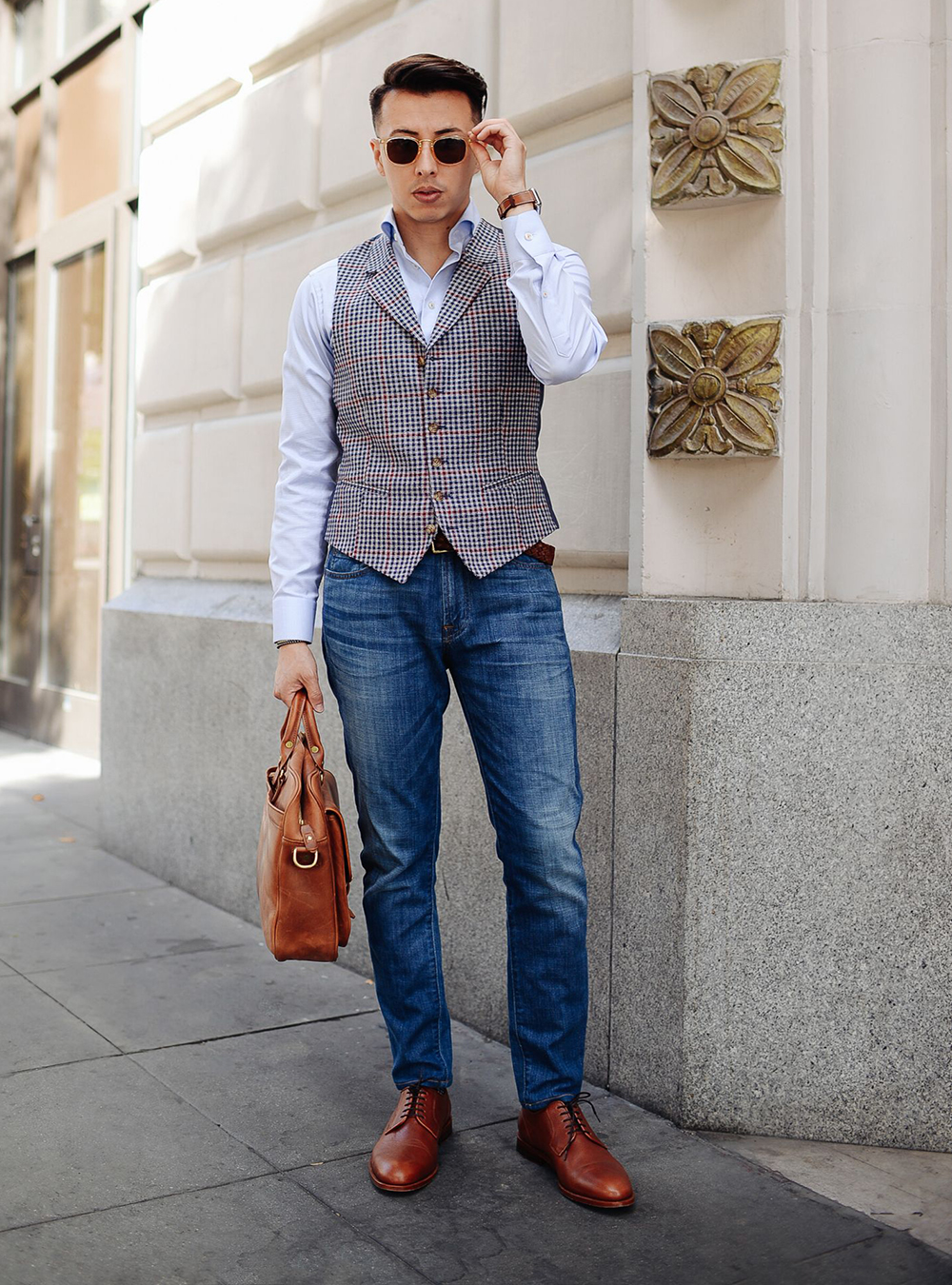 How To Style Black Shoes with Blue Jeans-Bruno Marc