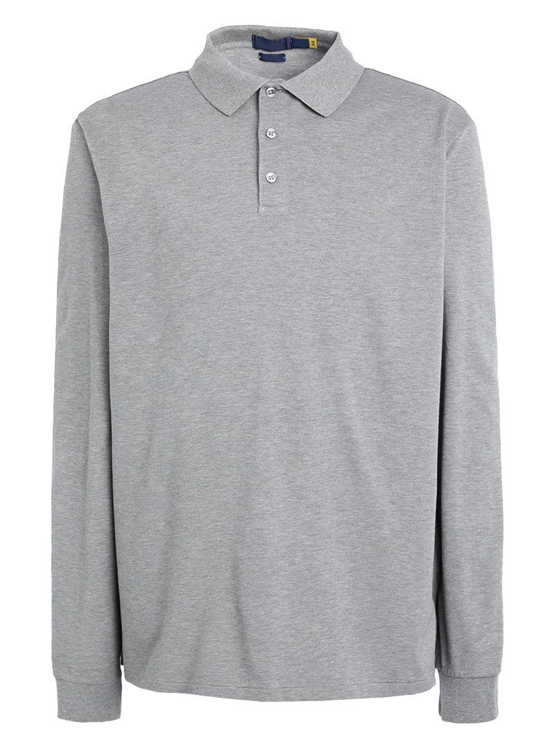 grey long-sleeve polo sweater