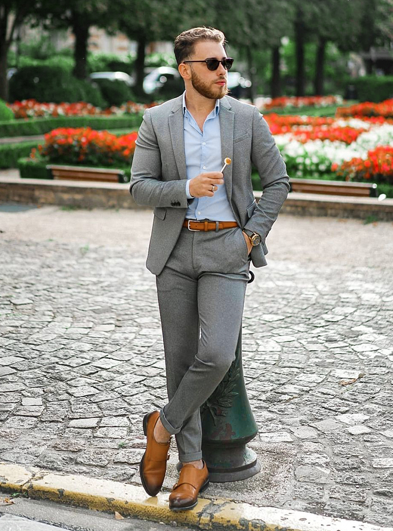 Grey Suit & Brown Shoes Outfit Ideas for Men - Suits Expert