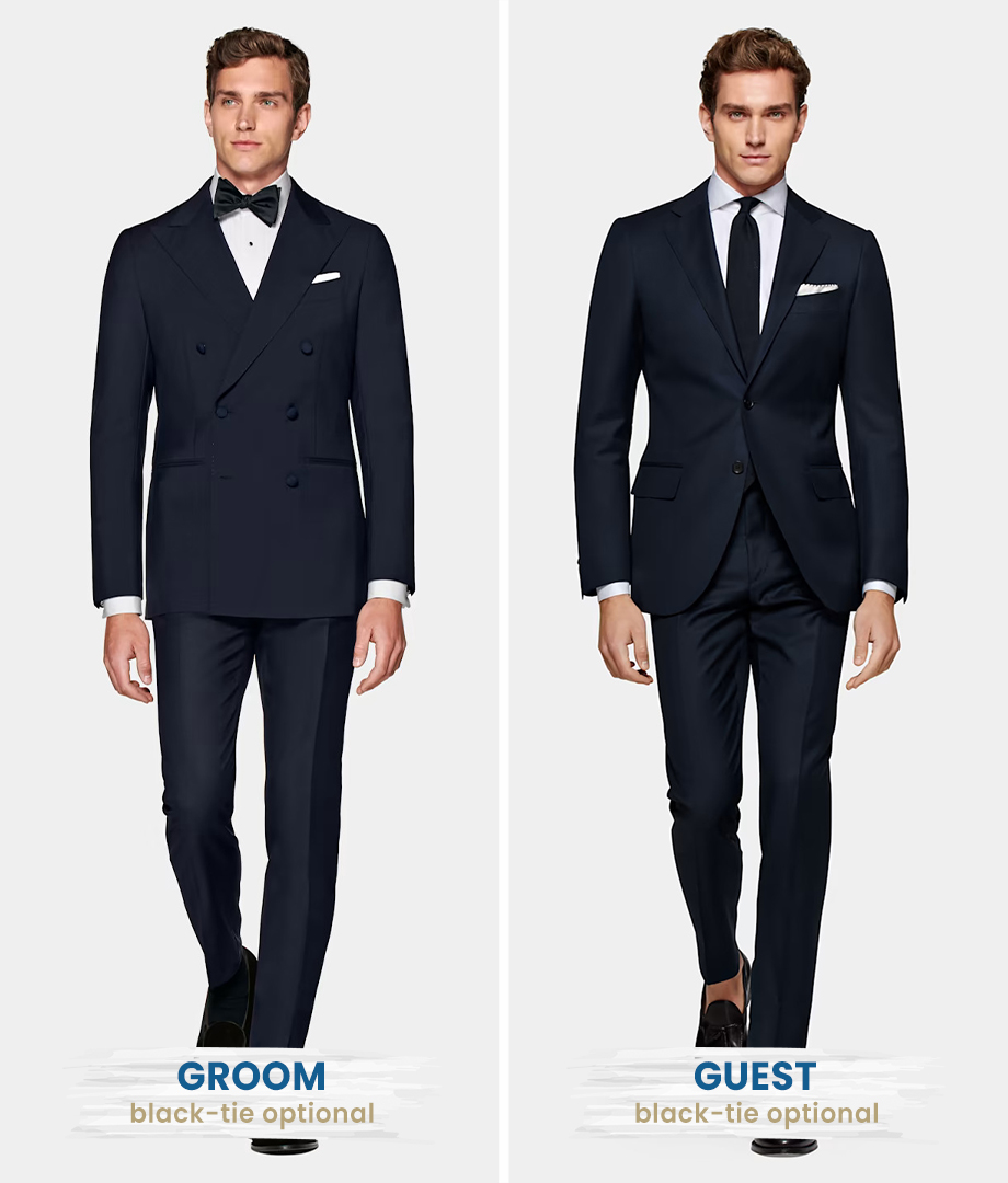 groom vs. guest black-tie optional wedding attire