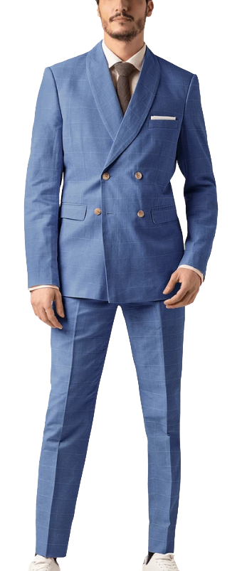 blue windowpane linen suit by Hockerty