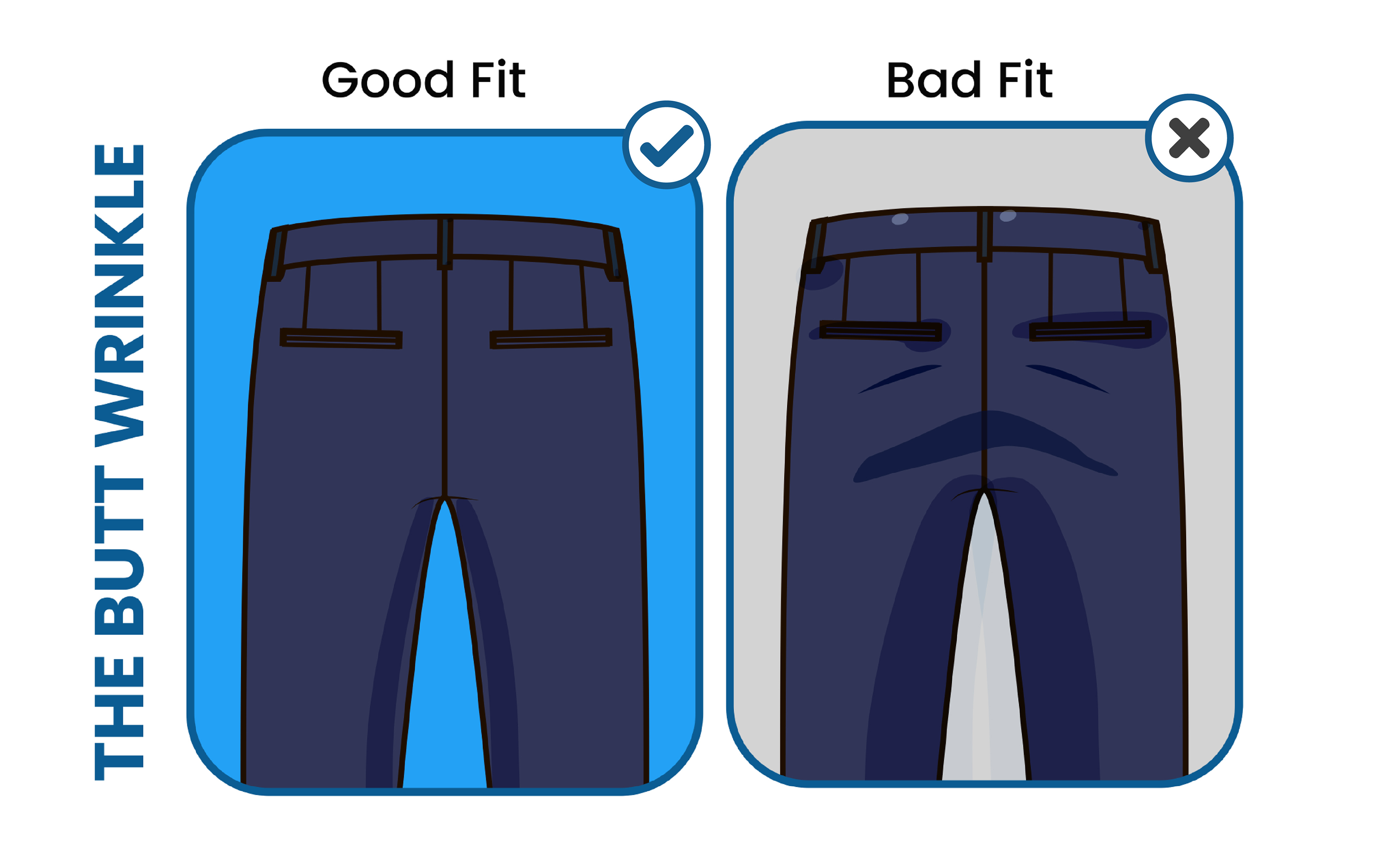 avoid the suit pants' butt wrinkle