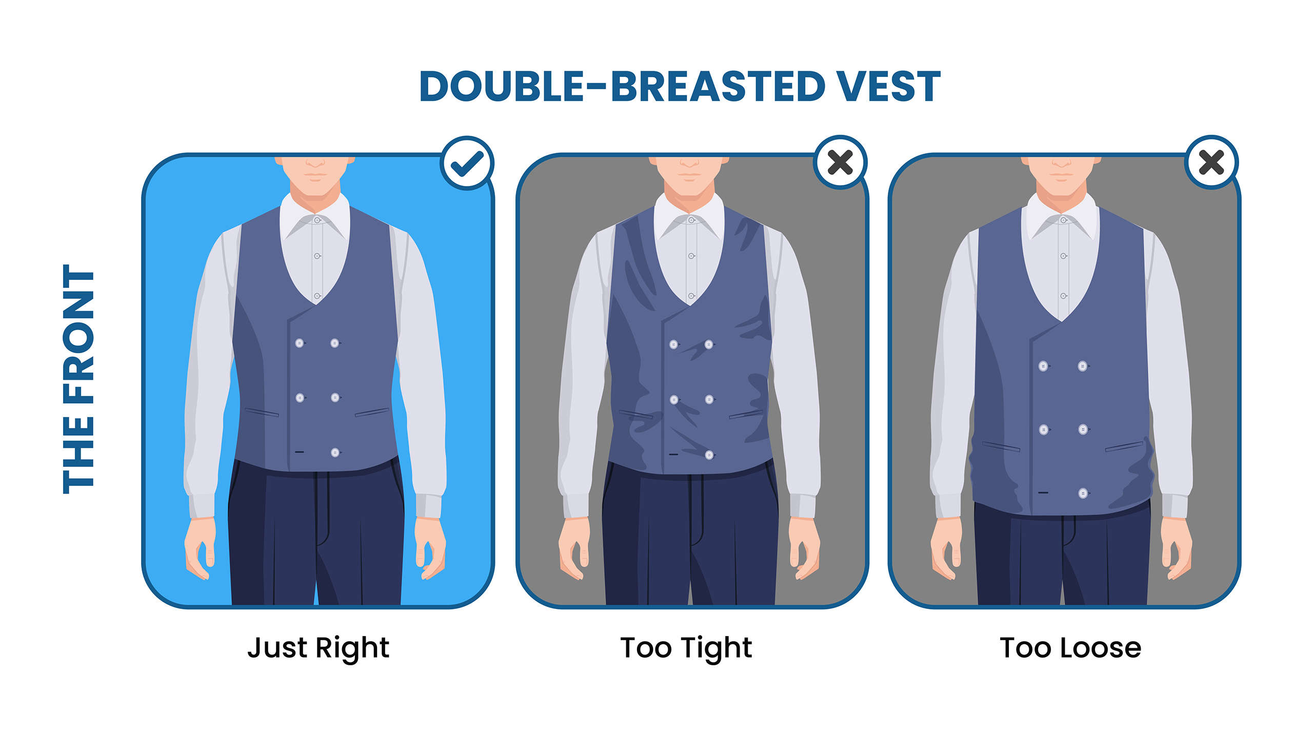 how to fit a double-breasted suit vest: the front