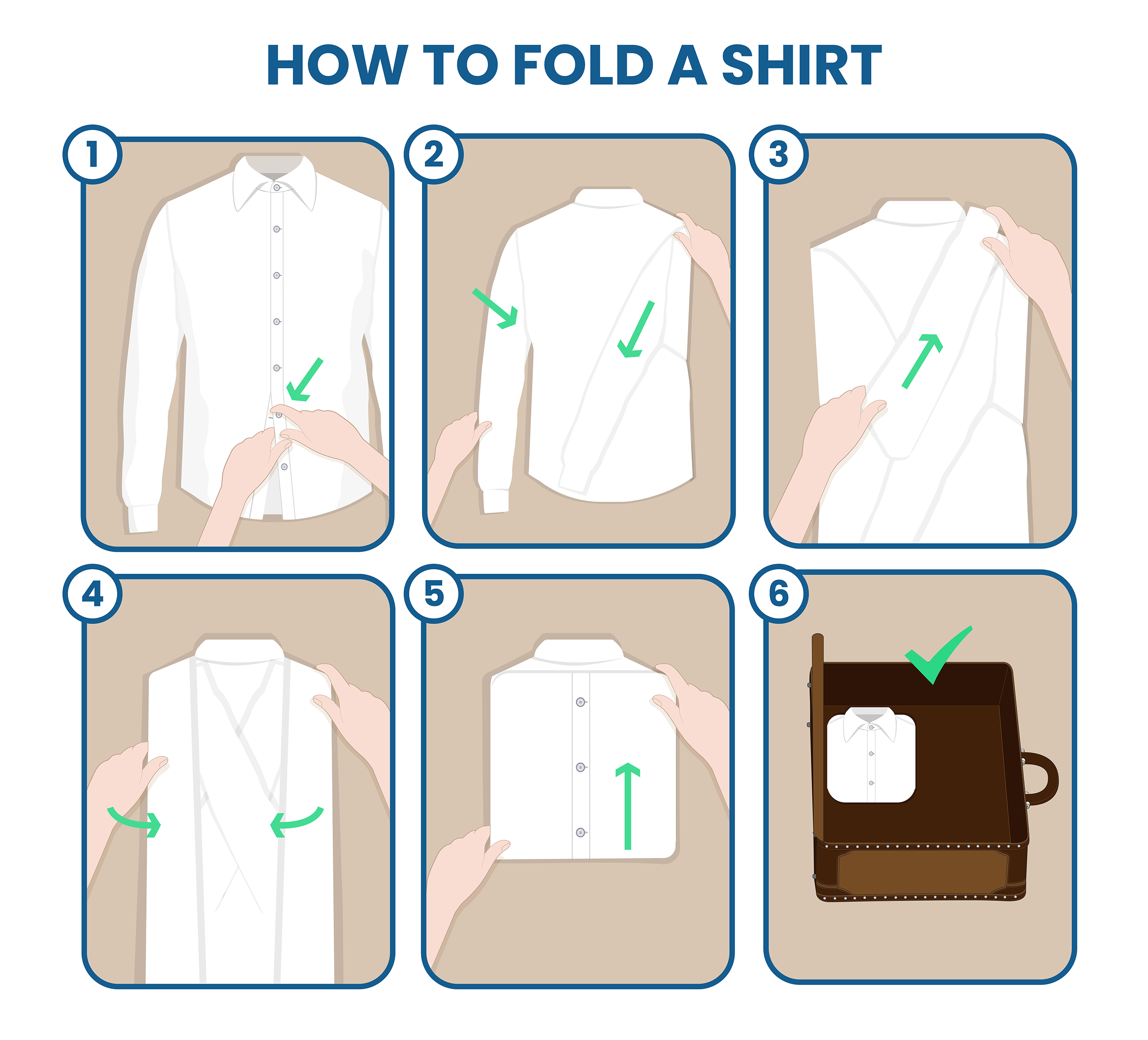 How to fold and pack a dress shirt into suitcase