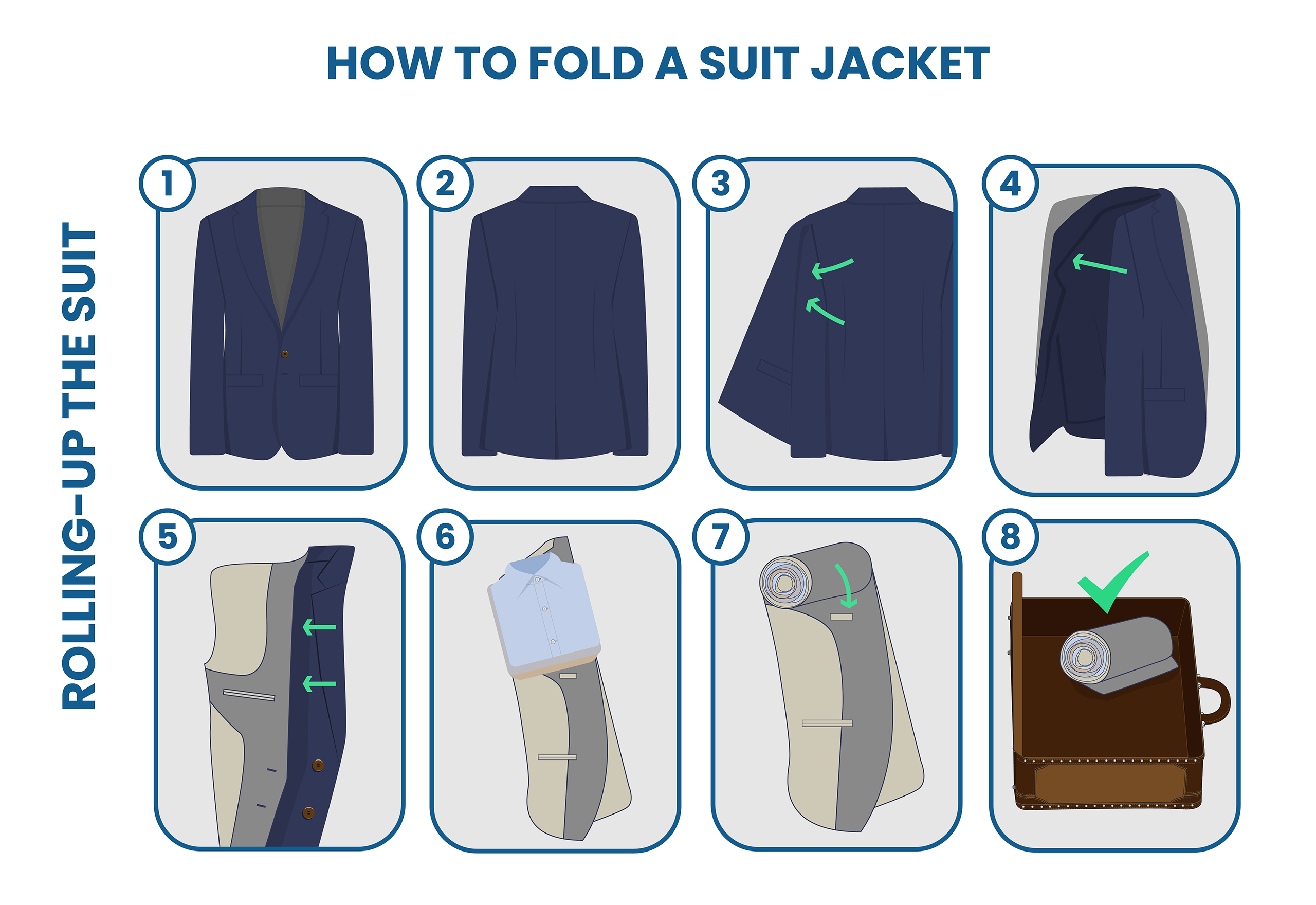 how to fold and pack a suit by rolling it up