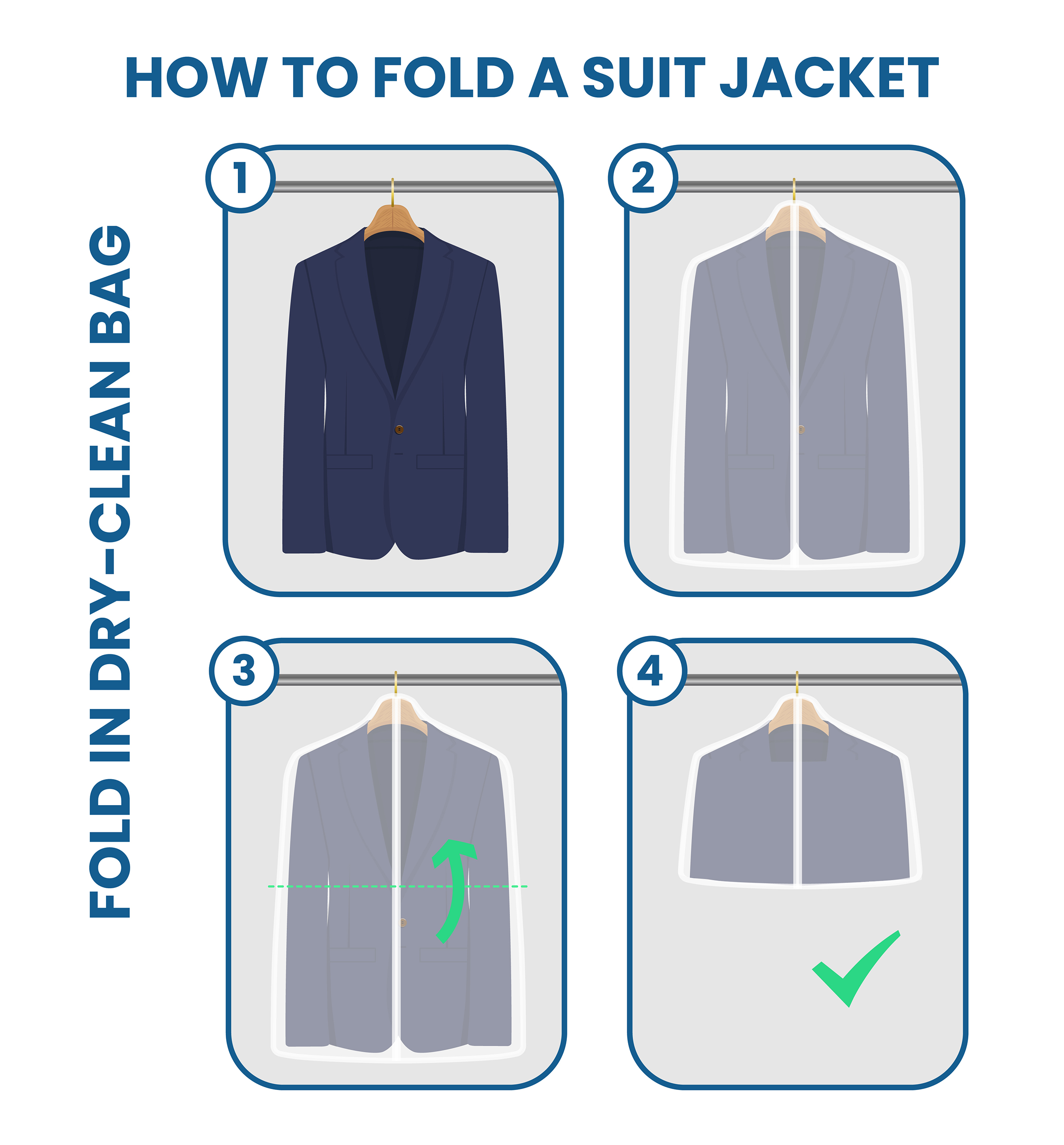 how to fold the suit jacket in a dry-cleaning bag