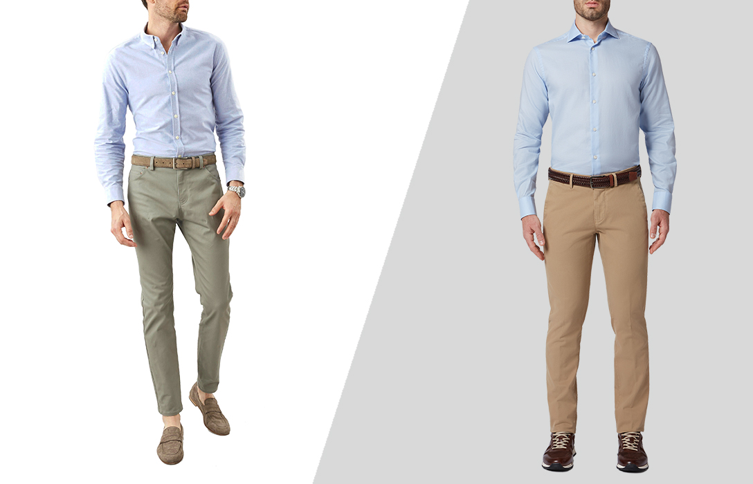 how to match blue dress shirt with khaki pants and chinos